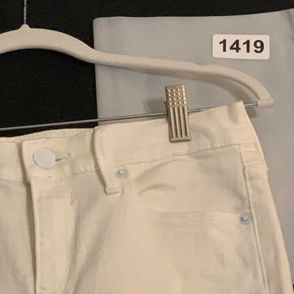 Express Womens Distressed White Skinny Jeans Stretch Mid Rise Ankle Y2K Size 0 - Picture 9 of 9